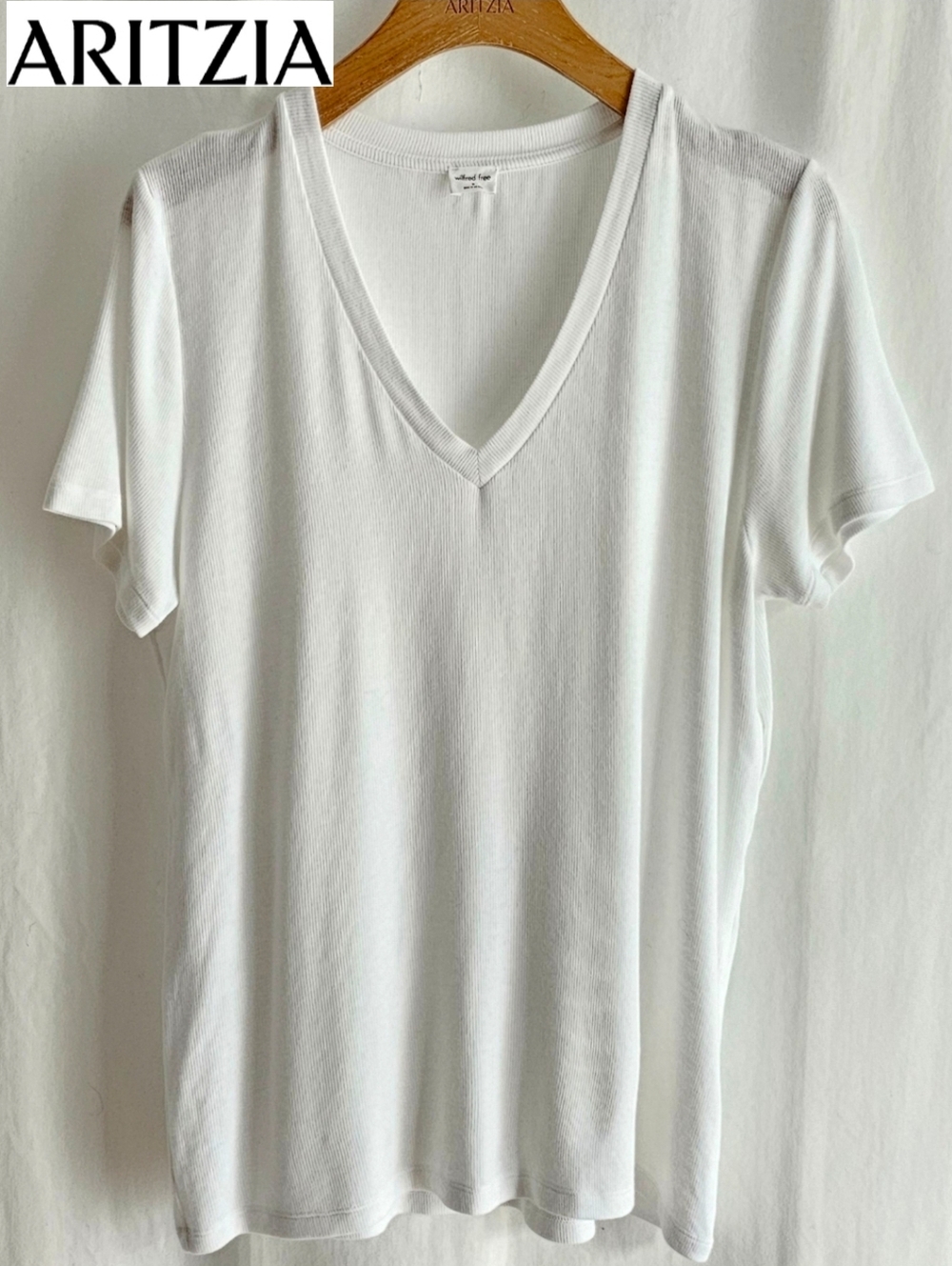 🇨🇦 Aritzia Wilfred Leonis White Modal Short Sleeve Ribbed Knit T-Shirt